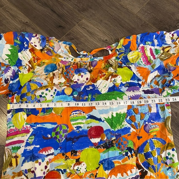 NWT Maloka Dress montgolfière artsy hot air balloon print flutter sleeve Viscose - Picture 12 of 15